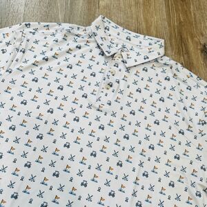 Burlebo Polo Mens 2XL White Short Sleeve Stretch Golf Performance Polo Shirt